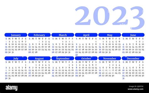 Plantilla De Calendario Azul Para 2023 Años La Semana Comienza El