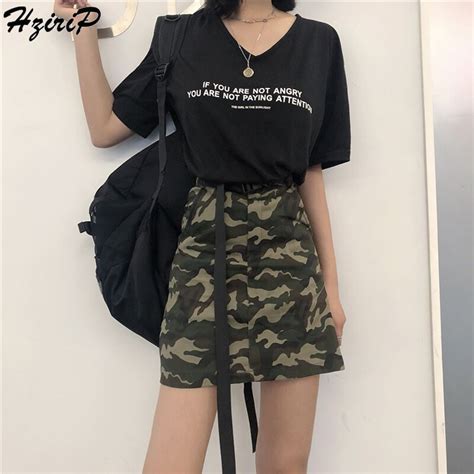 Hzirip Skirt Women 2018 Summer High Waist A Line Short Camouflage Skirt Fashion Sexy High