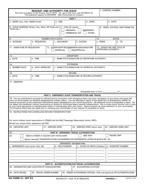 Military Leave Form Templates At