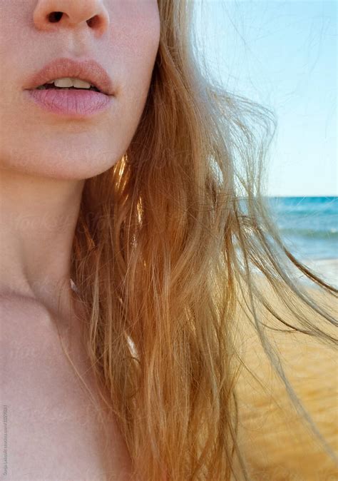 Blonde At The Beach Closeup Del Colaborador De Stocksy Sonja Lekovic