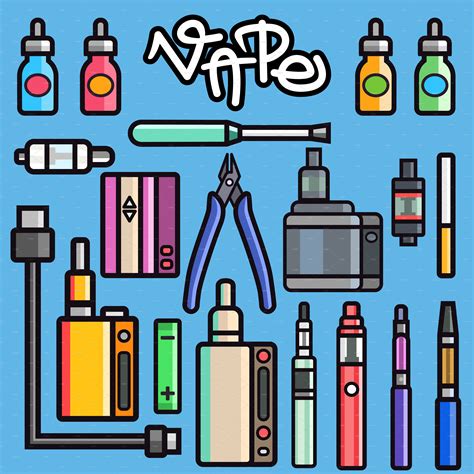 Vape Device Vector Set Pre Designed Illustrator Graphics ~ Creative