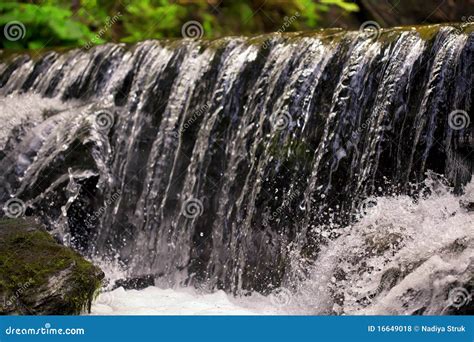 Waterfall Close Up Water Cascade On Moss Stones Stock Photo Image Of