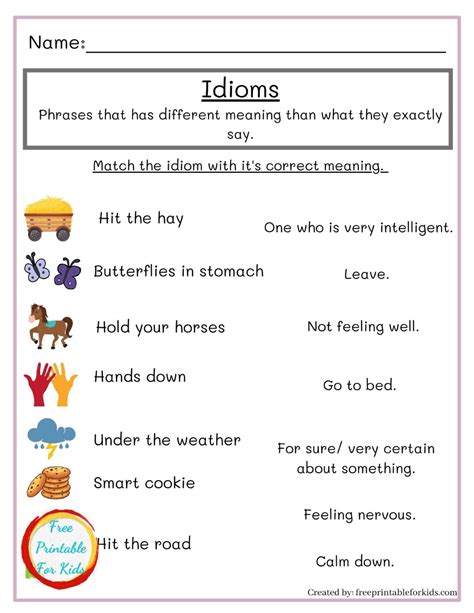 Idioms Worksheet