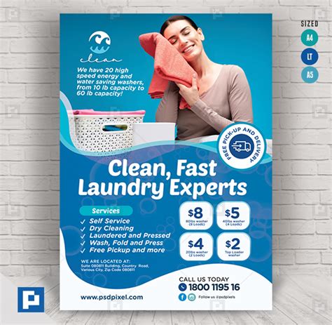 Laundry Expert Services Flyer Psdpixel In 2021 Laundry Design