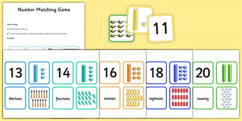 Number Matching Cards 11 20 Esl Number Resources Twinkl