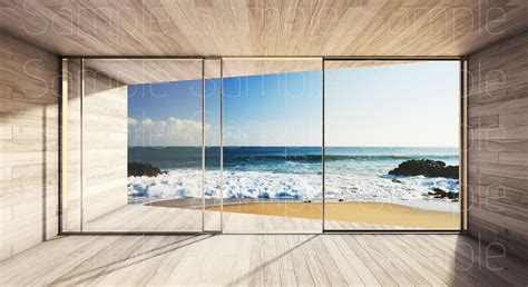 Zoom Background Home Office Backdrop Beach Ocean View Summer Digital