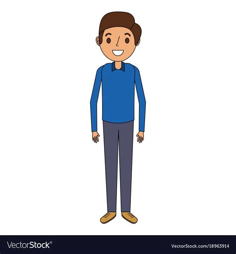 Cartoon Man Male Character Standing Person Vector Illustration