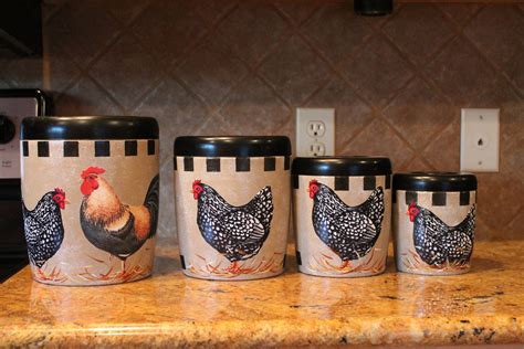 Rooster Canister Set4 Piece Vintage Upcycled Canister Etsy
