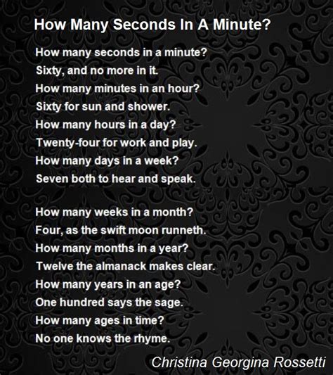 What is 1 hour in seconds? How Many Seconds In A Minute? Poem by Christina Georgina ...