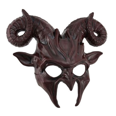 Red Ram Horns Demon Goat Man Half Face Costume Mask 13 X 135 X 5