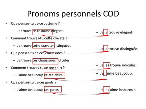 Pronoms Personnels Cod Que Penses Tu De Ce Costume Je Trouve Ce