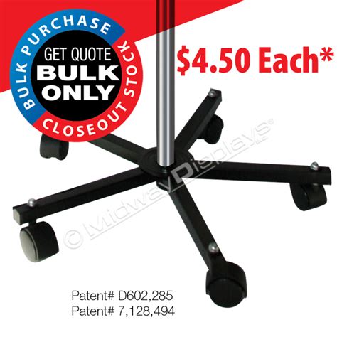 Retail Mobile Pole Stand Base 5 Leg Metal Base Wcasters Made In