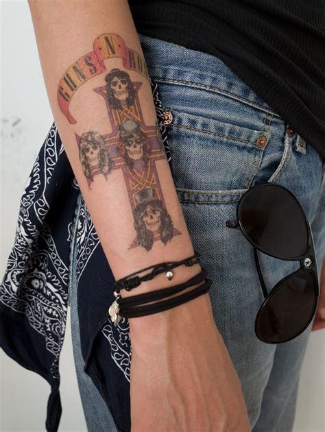 Axl Rose Temporary Tattoos Set For Cosplayers Guns Etsy