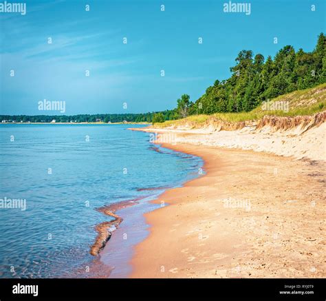 Sandy Beach Coastline Of Lake Michigan From Whitefish Dunes State Park