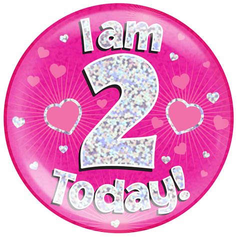 2nd Birthday Pink Holographic Jumbo Badge Pageant Party