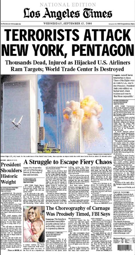 Photos Newspaper Front Pages Show Day After 911 Terror