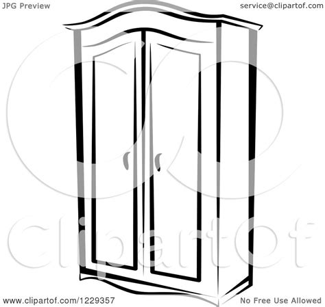 Clipart Of A Black And White Wardrobe Closet Royalty