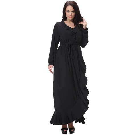 7xl 8xl Plus Size Black Dress Sexy Women V Neck Long Sleeve Autumn