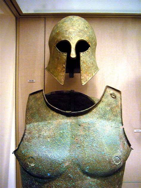 Ancient Greek Bronze Armor Helmet Of Corinthian Type And