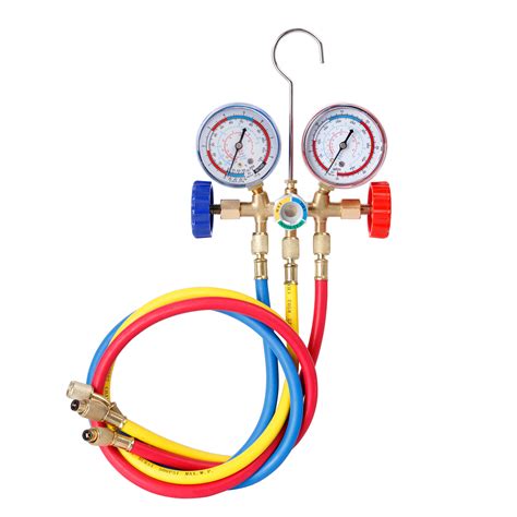 3 Way Refrigerant Gauge Ac Diagnostic Manifold Freon Gauge Set