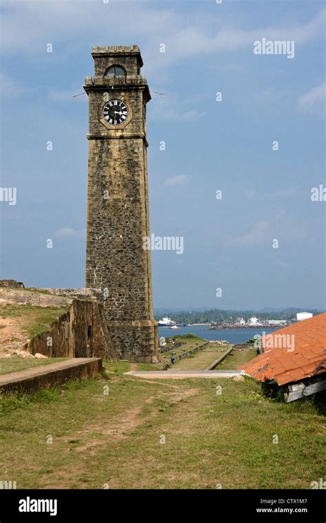Clock Tower Within Historic Galle Fort Galle Sri Lanka Stock Photo
