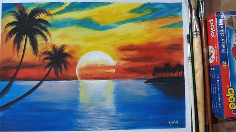 Sunset Scenery Painting At Explore Collection Of