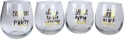 Tmd Holdings Gold Foil Fun Wine Saying Stemless Wine Glass
