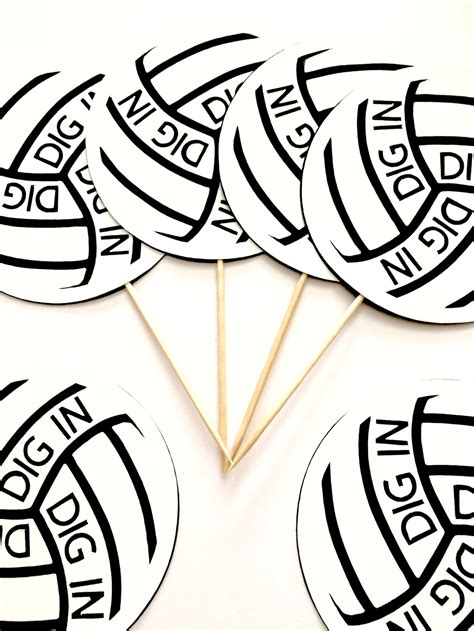 Volleyball Party Volleyball Toppers Volleyball Tags Sports Etsy