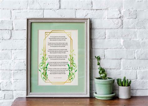 Dylan Thomas Poem Print Do Not Go Gentle Into That Good Night Etsy Uk