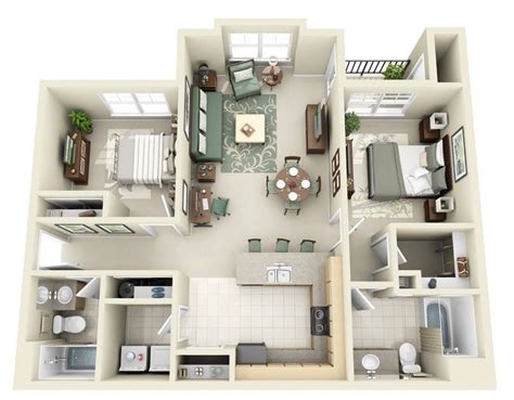 3d Floor Plans Mlaenterprises 2 Bedroom Apartment 2 Bedroom 1 Bathroom