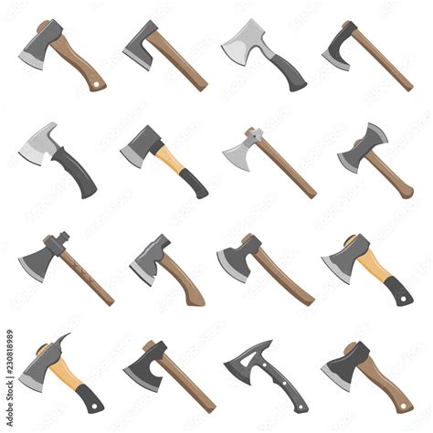Sixteen Different Types Of Axes Stock Vector Adobe Stock
