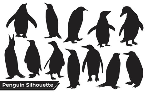 Collection Of Penguin Silhouette In Different Poses 4813702 Vector Art