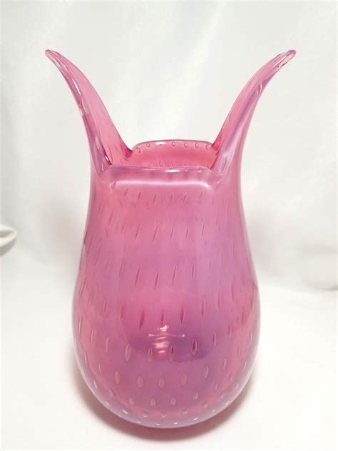 Mcm Fratelli Toso Murano Opalescent Pink Bullicante Italian Art Glass Christiescurios