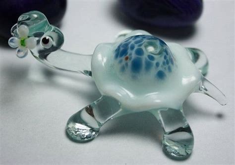 Turtle Glass Miniature Turtle Animals Glass Art Glass Blown Etsy