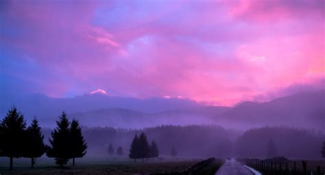 Misty Pink Sunset Hd Nature 4k Wallpapers Images
