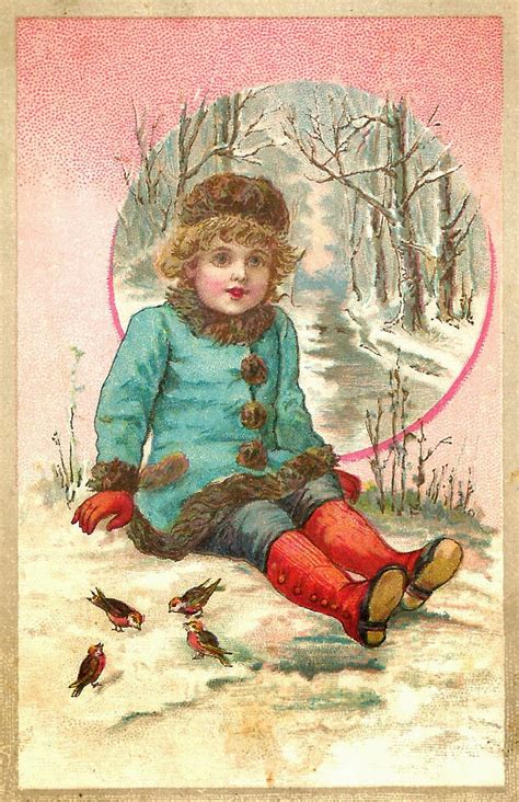 Antique Images Free Winter Clip Art Child In Blue Coat