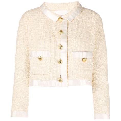 Chanel Cream Tweed Crop Jacket At Stdibs
