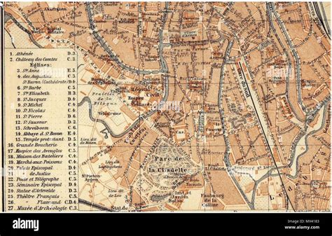 50 Antique Map Plattegrond Carte Gand Gent België 1905 Detail2 Stock