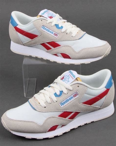 reebok classic nylon trainers team chalk scarlet 80s casual classics