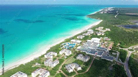 Cuba Cayo Santa Maria Beach Drone Aerial 4k White Sand Shot Cayo Coco