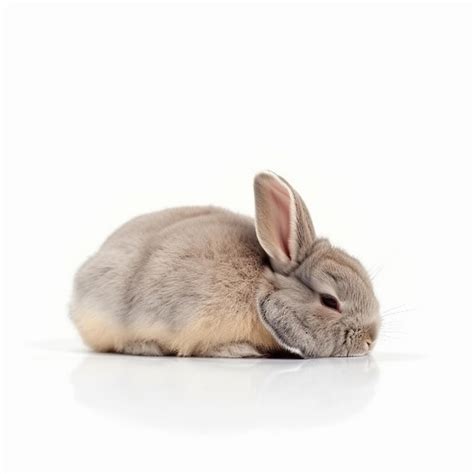 Premium Photo An Isolated Sleepy Rabbit On White Background