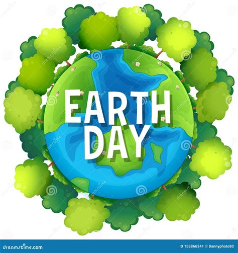 Earth Day Poster With Trees Stock Vector Illustration Of Earth