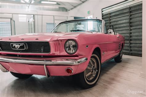 Classic California Mustang Convertible Pink Exterior With White