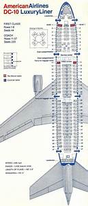 Vintage Airline Seat Map American Airlines Dc 10 10 Luxuryliner 1977
