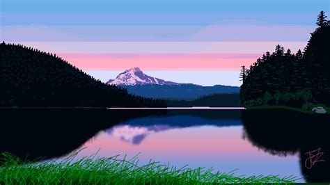 Wavestormed Landscape Pixel Art Pixelated Pixels Mountains Trees