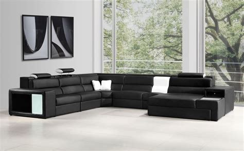 Divani Casa Polaris Black Bonded Leather Sectional Sofa Corner