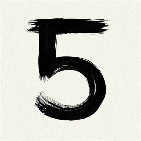 Number 5 Brush Stroke Hand Drawn Font Style Psd Free Image By