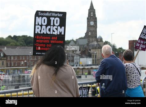 Rochdale Uk 22nd July 2017 A Sign Reading No To Racism Is Held Up