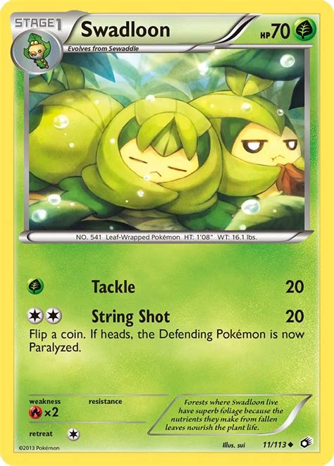 Pokémon Black And White Legendary Treasures Card 011 Swadloon Standard