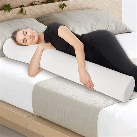 Allsett Health Xxl Memory Foam Round Cervical Roll Cylinder Bolster Body Pillow With